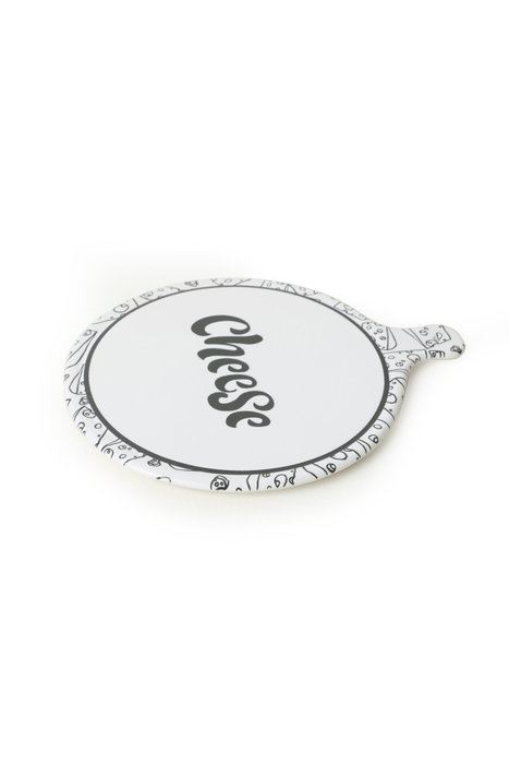 Hermia Plato para Quesos en Gres Cerámico Blanco y Negro 26 cm